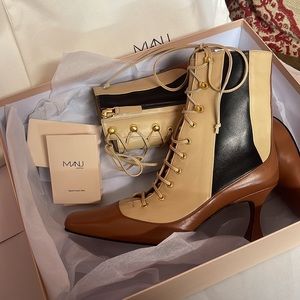 Manu Atelier Tricolor 80mm Lace Up Duck Boots
